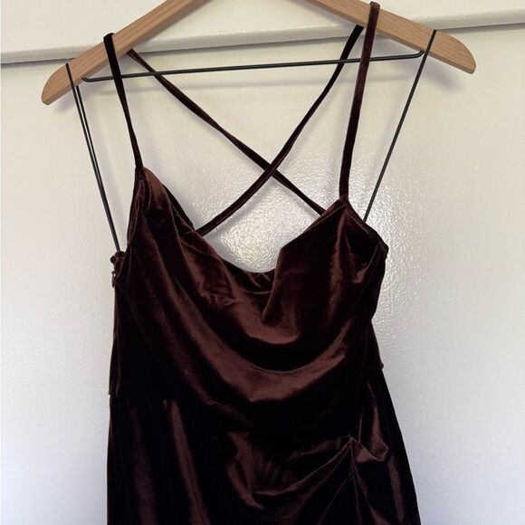 Amanda Uprichard Brown Velvet Mini Dress Medium - Picture 4 of 8